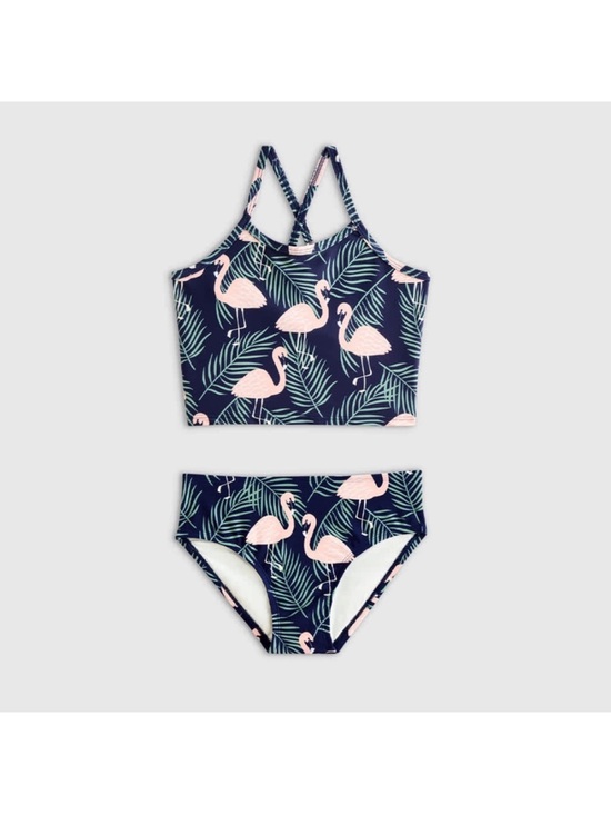 Quince Other - NWT QUINCE Tankini Swimsuit Girls Size 7 Flamingo Palm 8554